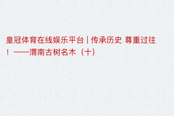 皇冠体育在线娱乐平台 | 传承历史 尊重过往！——渭南古树名木（十）