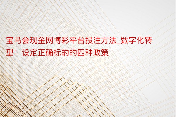 宝马会现金网博彩平台投注方法_数字化转型:设定正确标的的四种政策