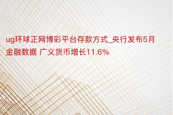 ug环球正网博彩平台存款方式_央行发布5月金融数据 广义货币增长11.6%